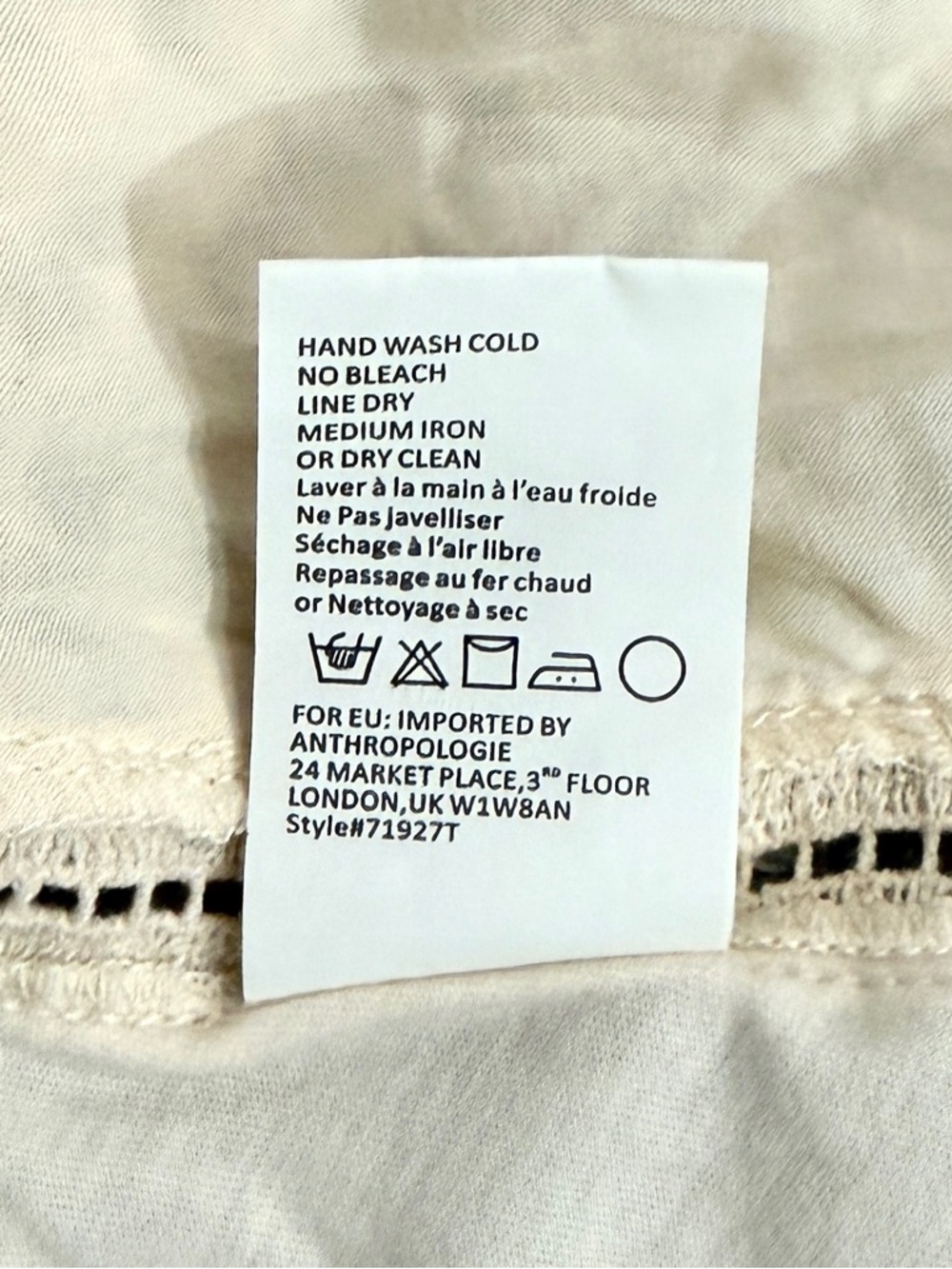 Anthropologie Ivory Floral Crochet Peplum Camisole - Picture 7 of 7